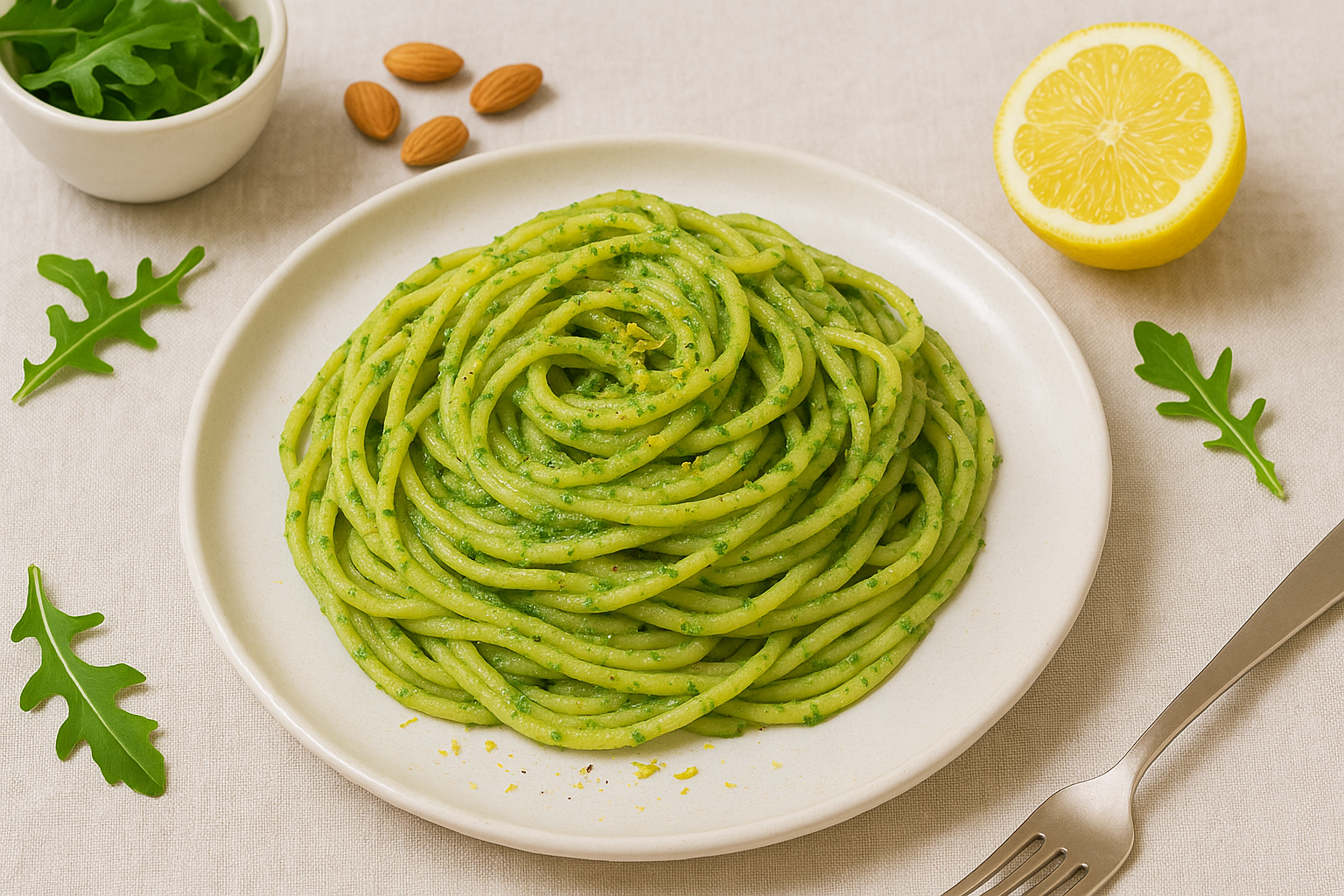 Spaghetti rucola e limone senza lattosio